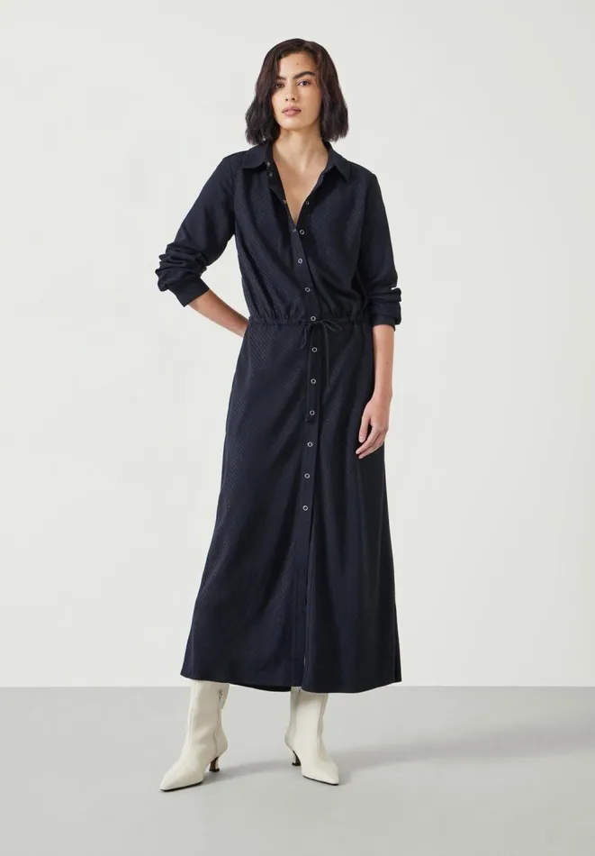 Hush Dresses Women Martina Pinstripe Midi Dress Washed Black