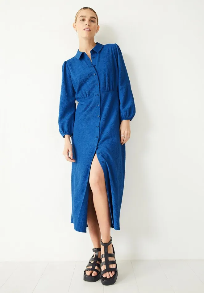 Hush Dresses Women Millie Textured Shirt Dress Dark Blue