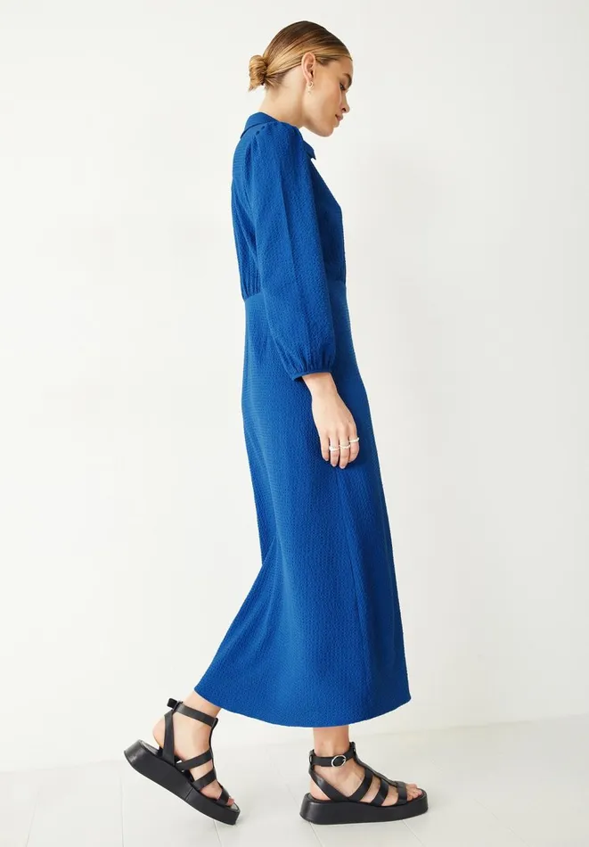 Hush Dresses Women Millie Textured Shirt Dress Dark Blue Hush Dresses Women Millie Textured Shirt Dress Dark Blue
