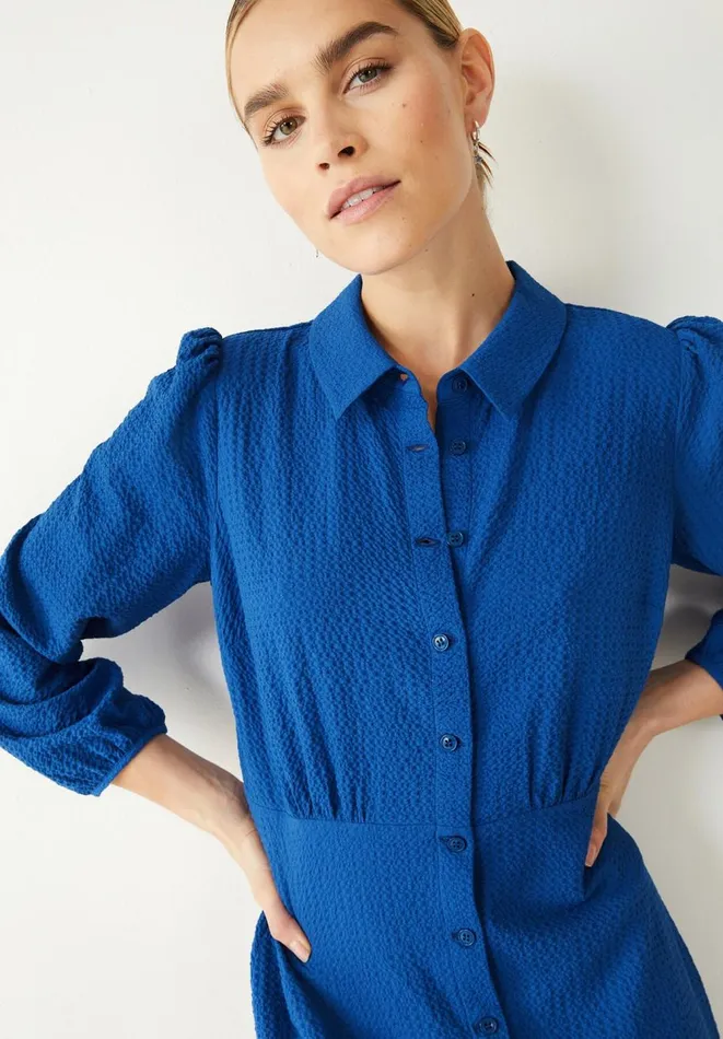 Hush Dresses Women Millie Textured Shirt Dress Dark Blue Hush Dresses Women Millie Textured Shirt Dress Dark Blue