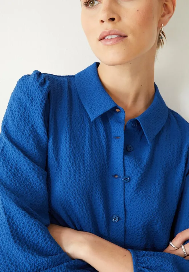 Hush Dresses Women Millie Textured Shirt Dress Dark Blue Hush Dresses Women Millie Textured Shirt Dress Dark Blue