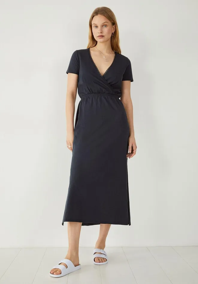 Hush Dresses Women Naila Lace Jersey Midi Dress Midnight Navy