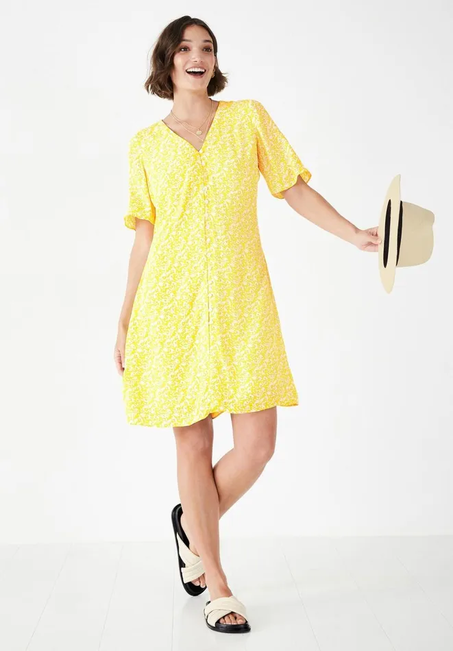 Hush Dresses Women Valeria Mini Dress Leafy Floral Yellow