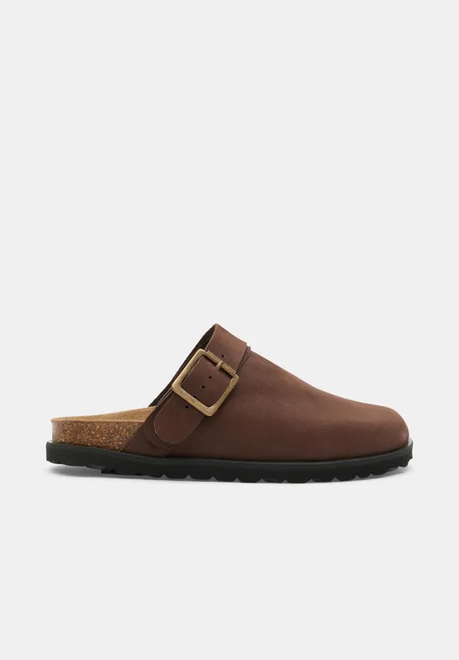 Hush Flats Women Lupita Mule Suede Clogs Chocolate Brown