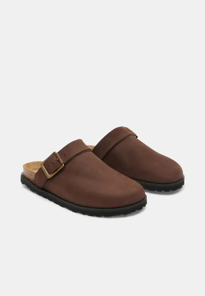 Hush Flats Women Lupita Mule Suede Clogs Chocolate Brown
