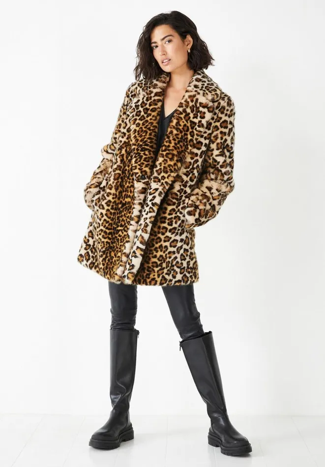 Hush Jackets and Coats Women Manon Faux Fur Coat Leopard Natural