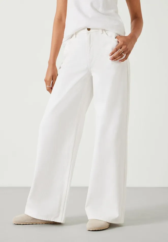 Hush Jeans Women Abi Wide Leg Jeans Ecru