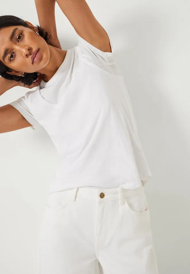 Hush Jeans Women Abi Wide Leg Jeans Ecru