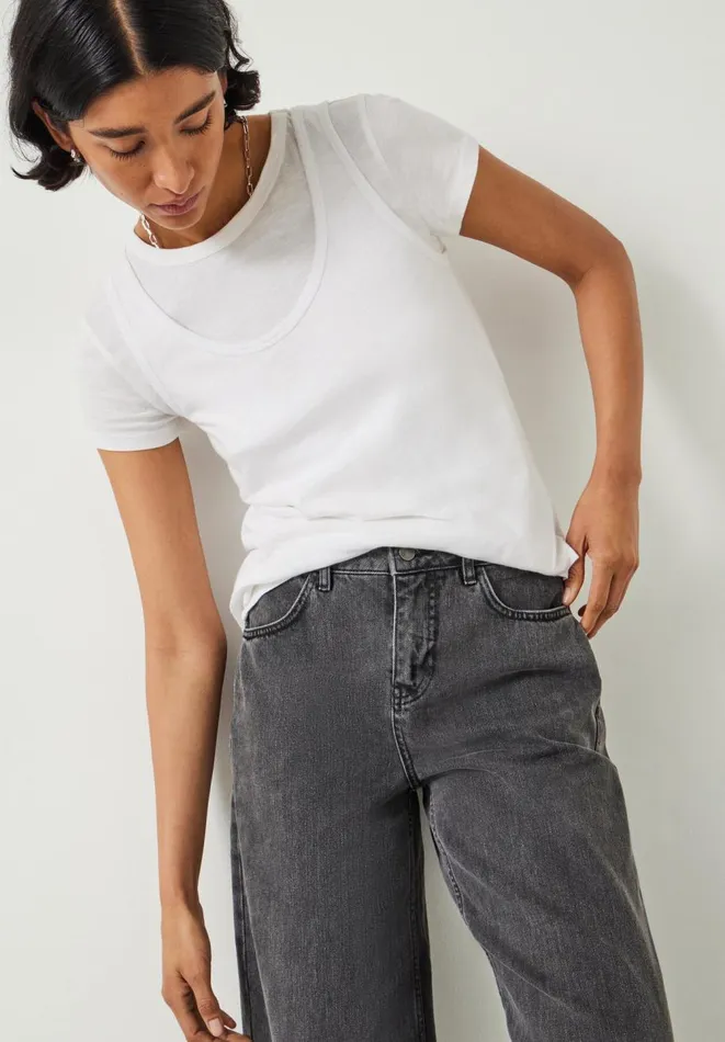 Hush Jeans Women Abi Wide Leg Jeans Washed Grey