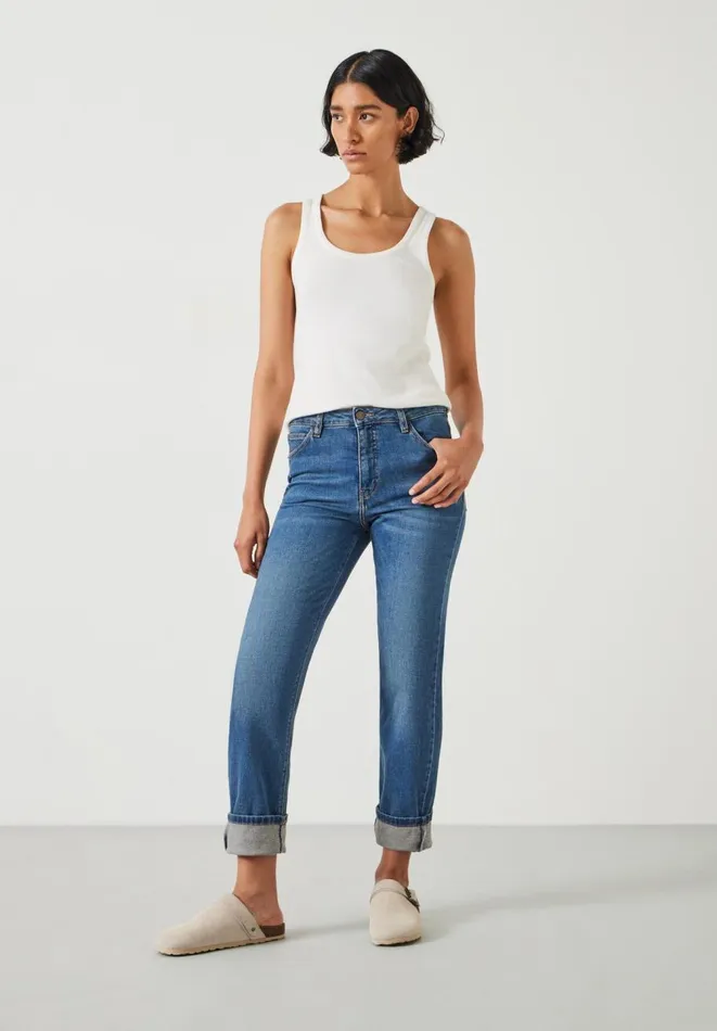 Hush Jeans Women Agnes Straight Jeans Vintage Wash Blue