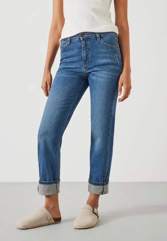 Hush Jeans Women Agnes Straight Jeans Vintage Wash Blue