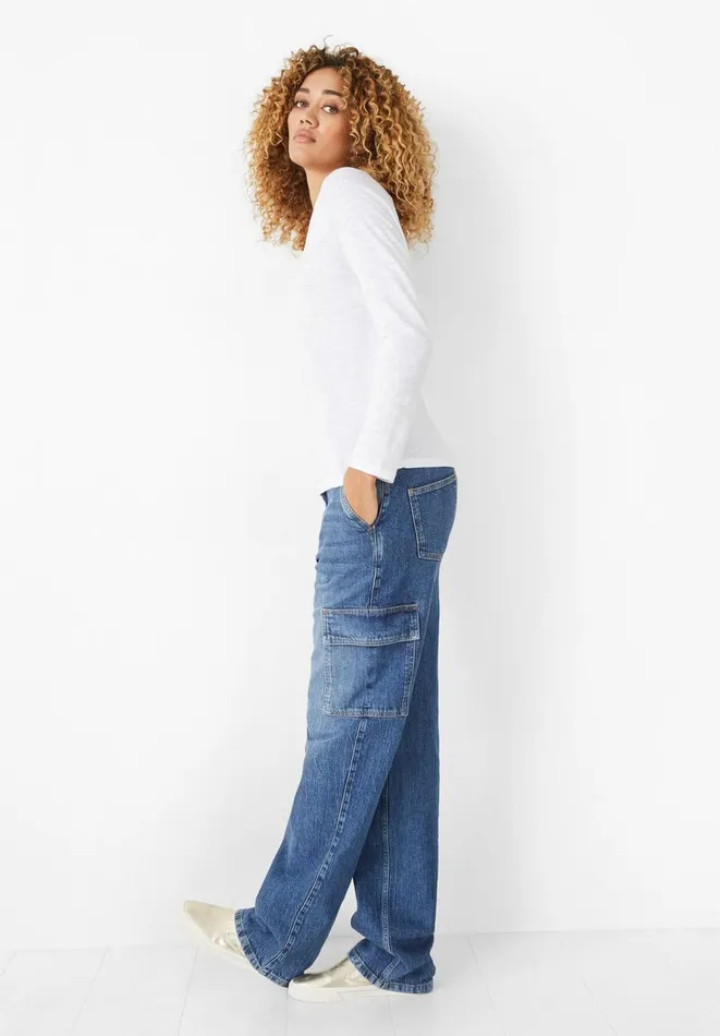 Hush Jeans Women Jenny Cargo Jean Mid Authentic Wash