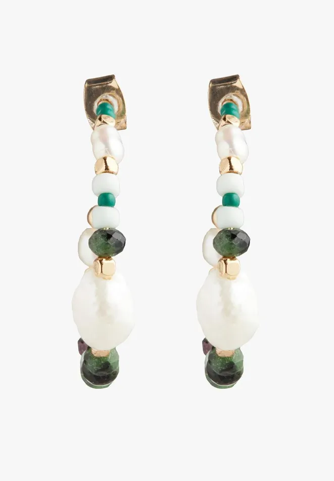 Hush Jewellery Women Azalea Semi Precious Hoops Goldgreen