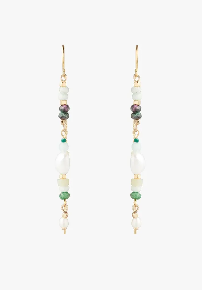Hush Jewellery Women Azalea Semi Precious Threader Earrings Goldgreen