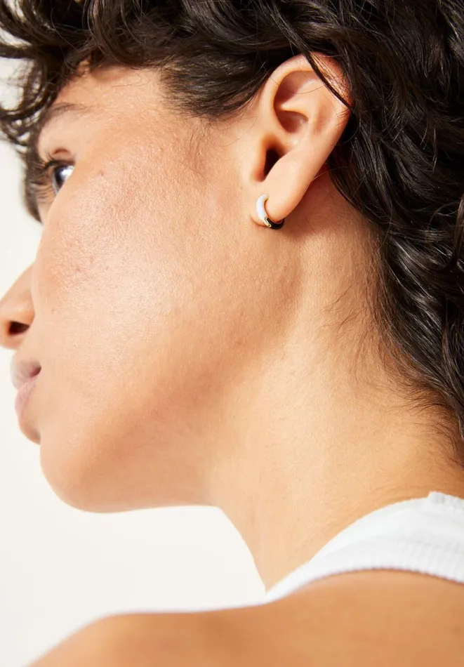 Hush Jewellery Women Effie Enamel Hoop Earring Goldblackwhite