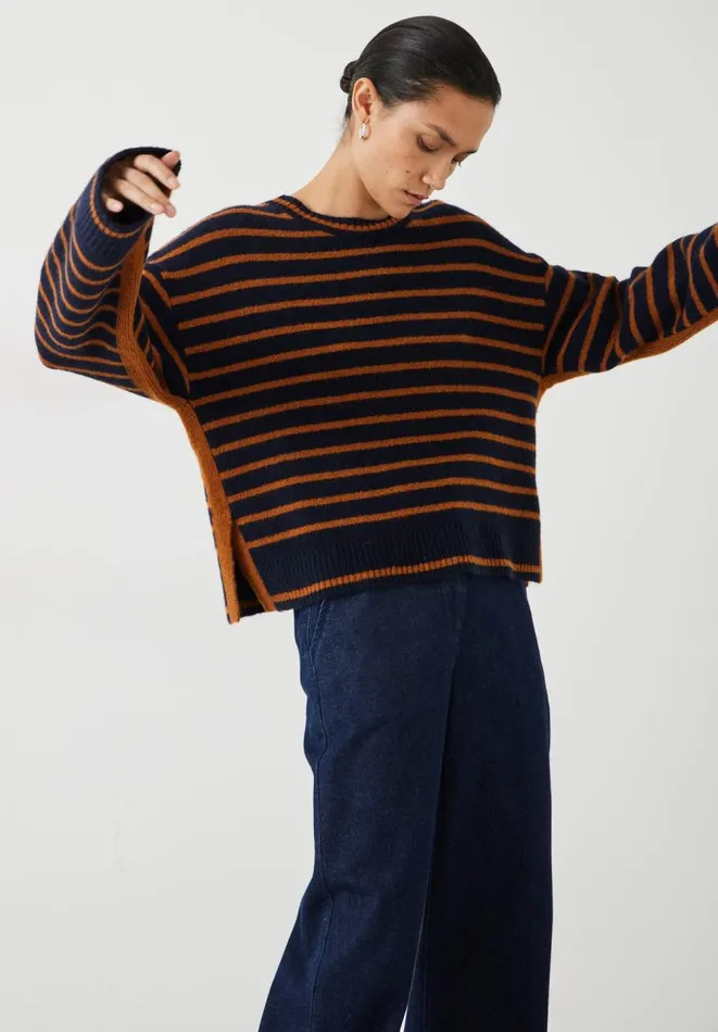 Hush Jumpers and Cardigans Women Casey Striped Wool Blend Jumper Midnight Navyginger