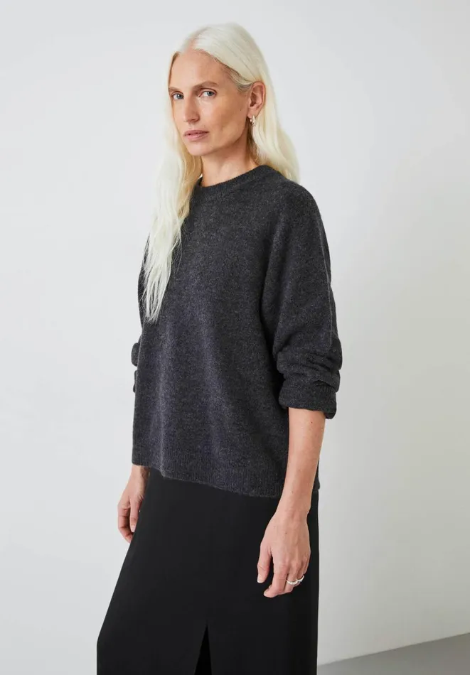 Hush Jumpers and Cardigans Women Faris Crew Neck Wool Blend Jumper Charcoal Marl