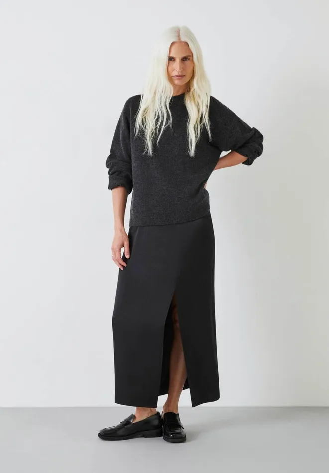 Hush Jumpers and Cardigans Women Faris Crew Neck Wool Blend Jumper Charcoal Marl Hush Jumpers and Cardigans Women Faris Crew Neck Wool Blend Jumper Charcoal Marl