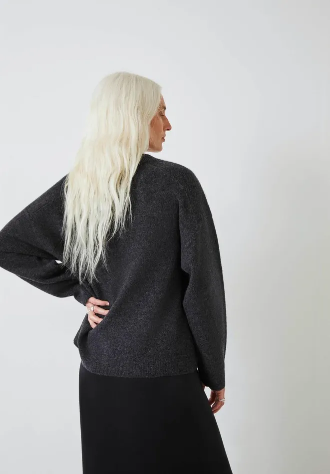 Hush Jumpers and Cardigans Women Faris Crew Neck Wool Blend Jumper Charcoal Marl Hush Jumpers and Cardigans Women Faris Crew Neck Wool Blend Jumper Charcoal Marl