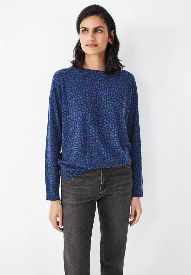 Hush Jumpers and Cardigans Women Malin Wool Blend Printed Jumper Navyblue Star
