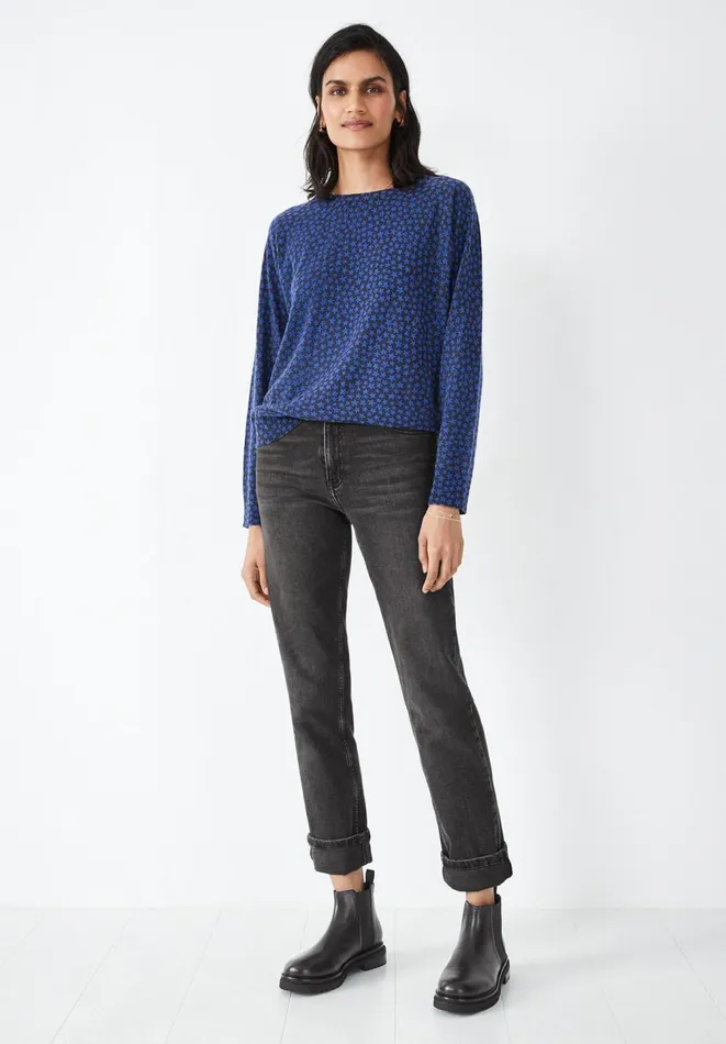 Hush Jumpers and Cardigans Women Malin Wool Blend Printed Jumper Navyblue Star Hush Jumpers and Cardigans Women Malin Wool Blend Printed Jumper Navyblue Star