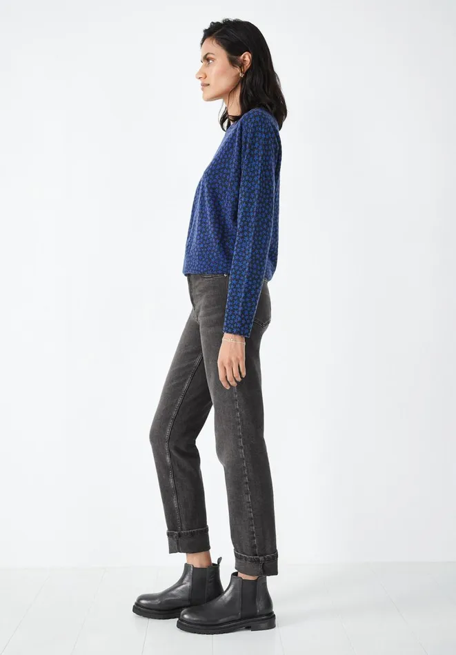 Hush Jumpers and Cardigans Women Malin Wool Blend Printed Jumper Navyblue Star Hush Jumpers and Cardigans Women Malin Wool Blend Printed Jumper Navyblue Star