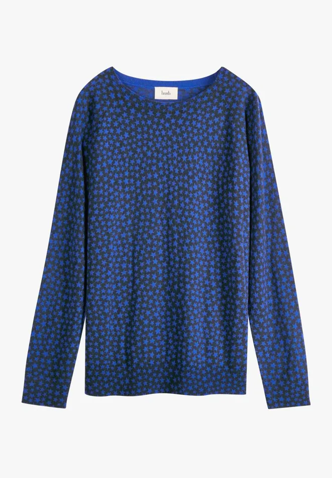 Hush Jumpers and Cardigans Women Malin Wool Blend Printed Jumper Navyblue Star Hush Jumpers and Cardigans Women Malin Wool Blend Printed Jumper Navyblue Star