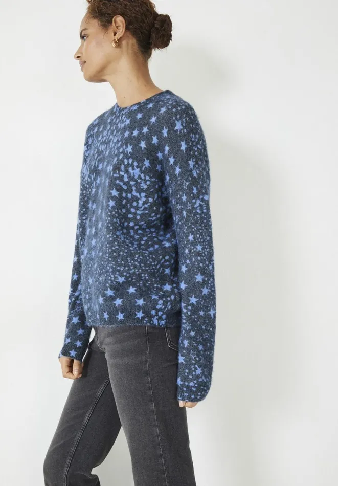 Hush Jumpers and Cardigans Women Olivia Printed Crew Jumper Patchwork Star Blackblue Hush Jumpers and Cardigans Women Olivia Printed Crew Jumper Patchwork Star Blackblue