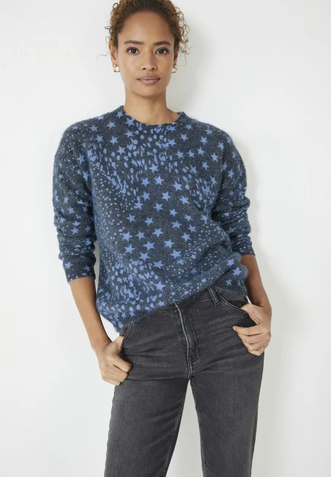 Hush Jumpers and Cardigans Women Olivia Printed Crew Jumper Patchwork Star Blackblue Hush Jumpers and Cardigans Women Olivia Printed Crew Jumper Patchwork Star Blackblue