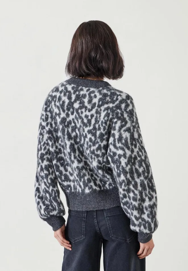 Hush Jumpers and Cardigans Women Susie Brushed Animal Bomber Jacket Grey Mix