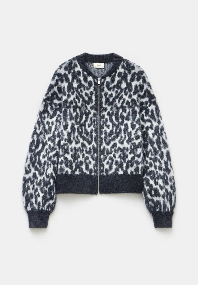 Hush Jumpers and Cardigans Women Susie Brushed Animal Bomber Jacket Grey Mix