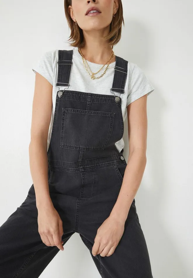Hush Jumpsuits Women Wilder Dungarees Washed Black