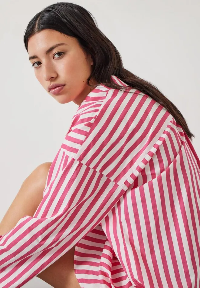 Hush Pyjamas and Nightwear Women Emerson Striped Oversized Nightshirt Fluro Pink White Stripe