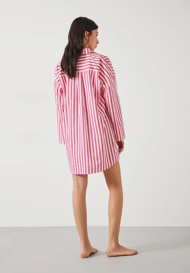 Hush Pyjamas and Nightwear Women Emerson Striped Oversized Nightshirt Fluro Pink White Stripe