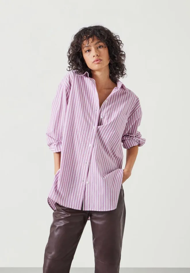 Hush Shirts and Blouses Women Coleena Oversized Shirt Pinkwhite Stripe