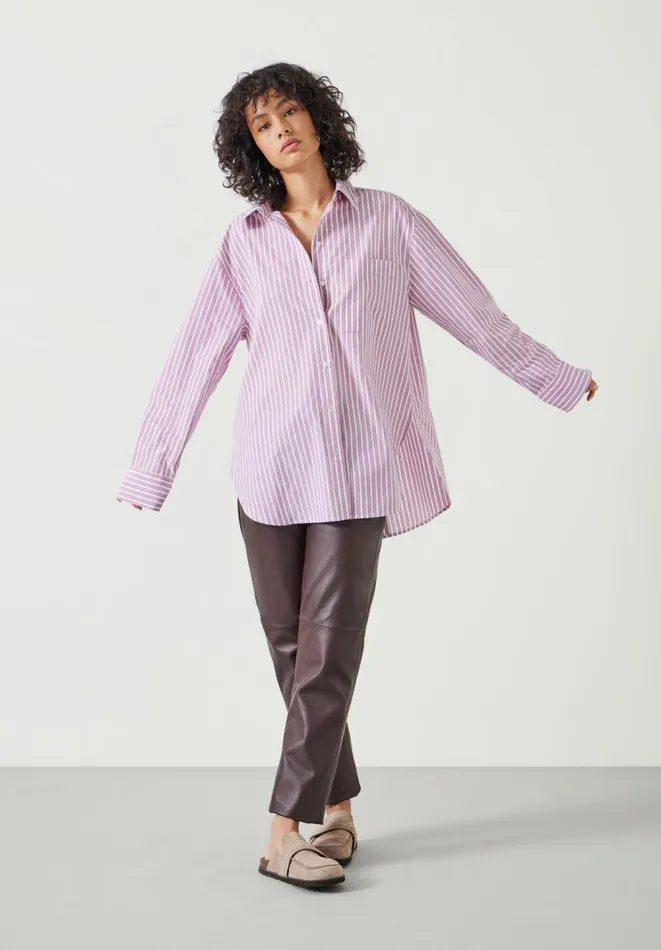 Hush Shirts and Blouses Women Coleena Oversized Shirt Pinkwhite Stripe Hush Shirts and Blouses Women Coleena Oversized Shirt Pinkwhite Stripe
