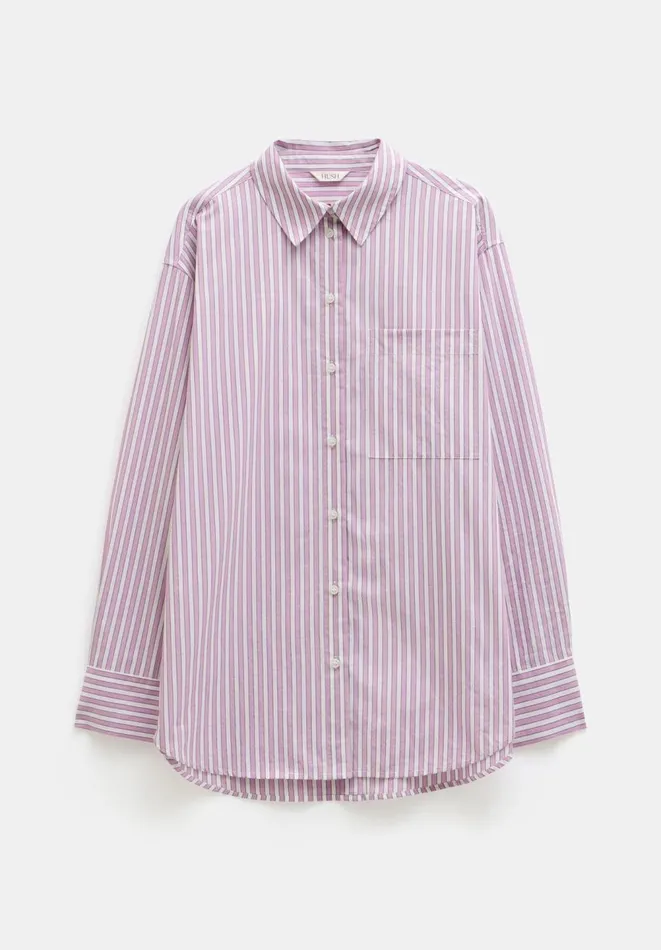 Hush Shirts and Blouses Women Coleena Oversized Shirt Pinkwhite Stripe Hush Shirts and Blouses Women Coleena Oversized Shirt Pinkwhite Stripe