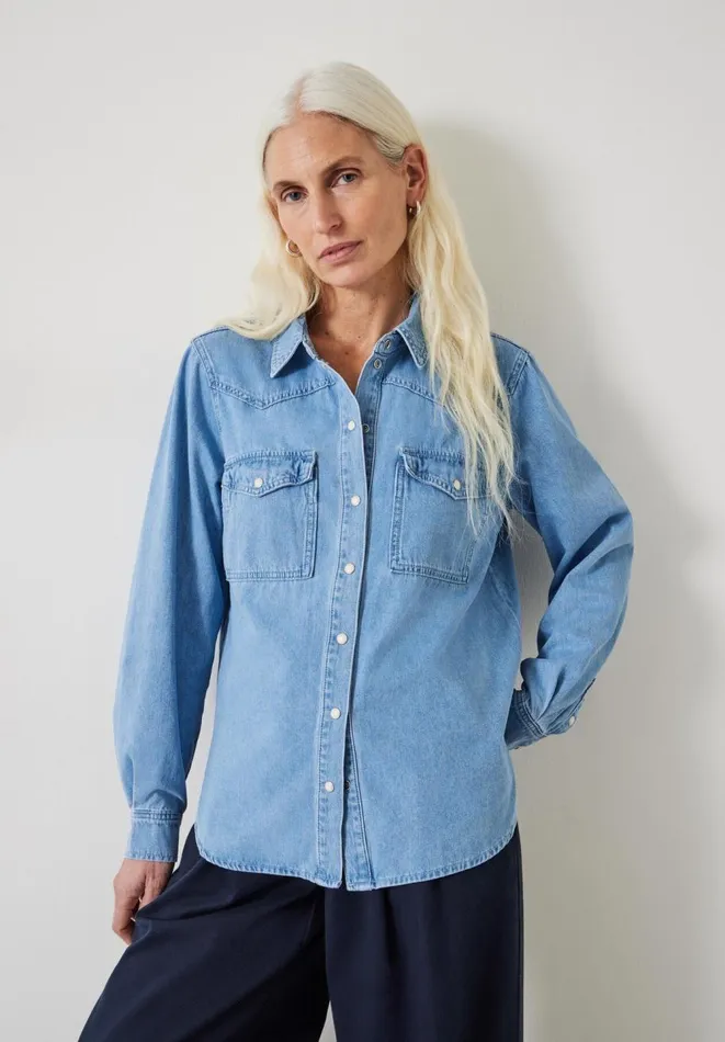 Hush Shirts and Blouses Women Dina Relaxed Denim Shirt Blue Denim