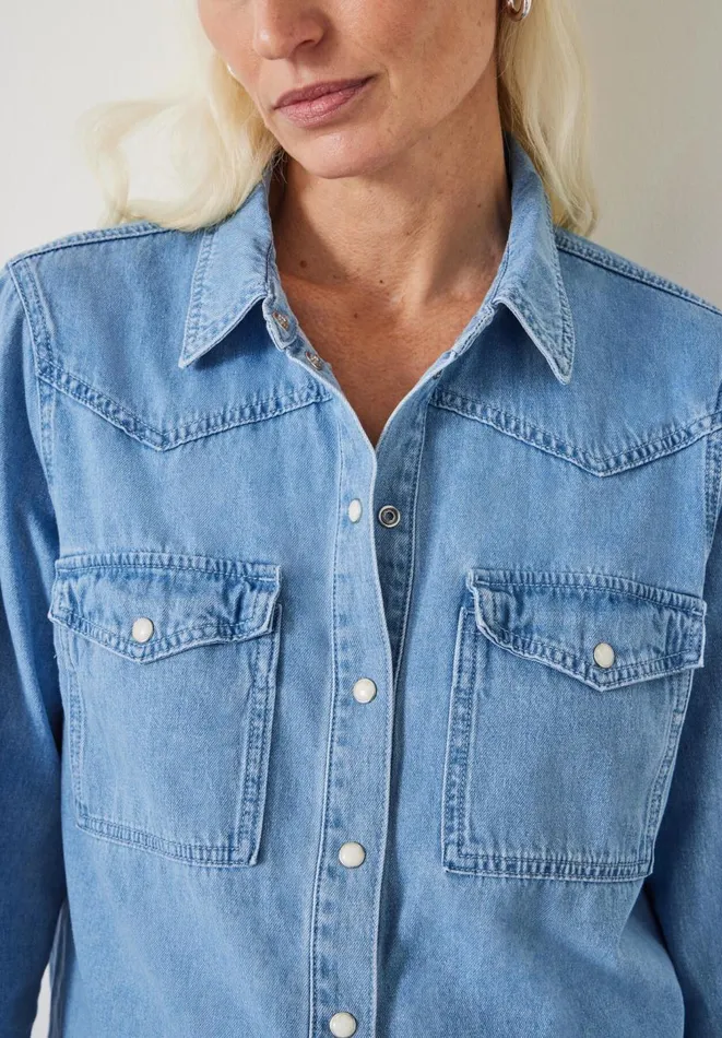 Hush Shirts and Blouses Women Dina Relaxed Denim Shirt Blue Denim