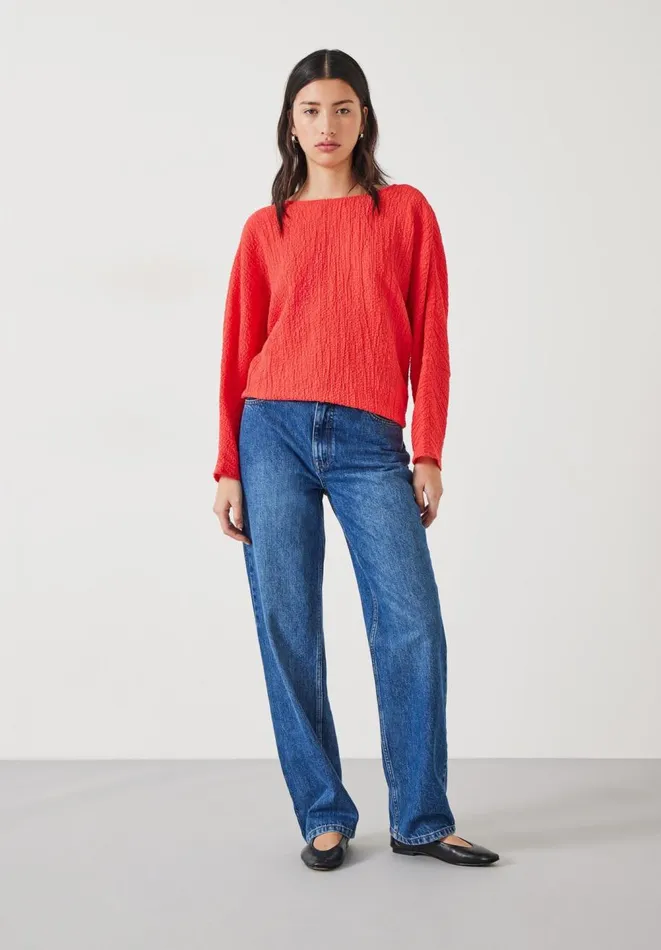 Hush Shirts and Blouses Women Kirra Oversized Textured Blouse Bright Red Hush Shirts and Blouses Women Kirra Oversized Textured Blouse Bright Red