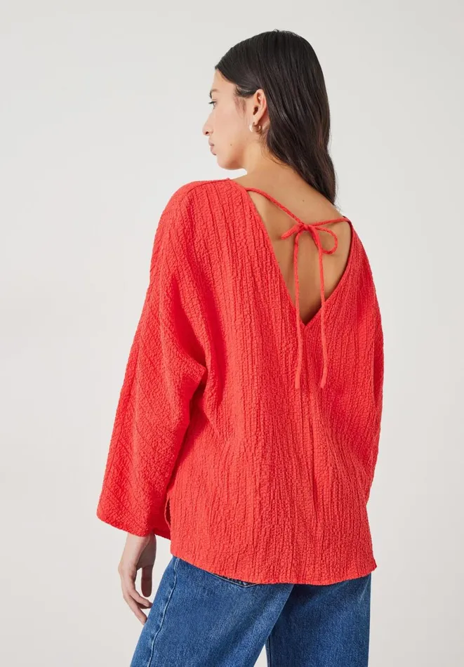 Hush Shirts and Blouses Women Kirra Oversized Textured Blouse Bright Red Hush Shirts and Blouses Women Kirra Oversized Textured Blouse Bright Red