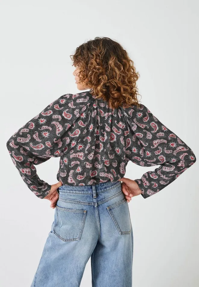 Hush Shirts and Blouses Women Leenah Keyhole Blouse Batik Paisley Hush Shirts and Blouses Women Leenah Keyhole Blouse Batik Paisley