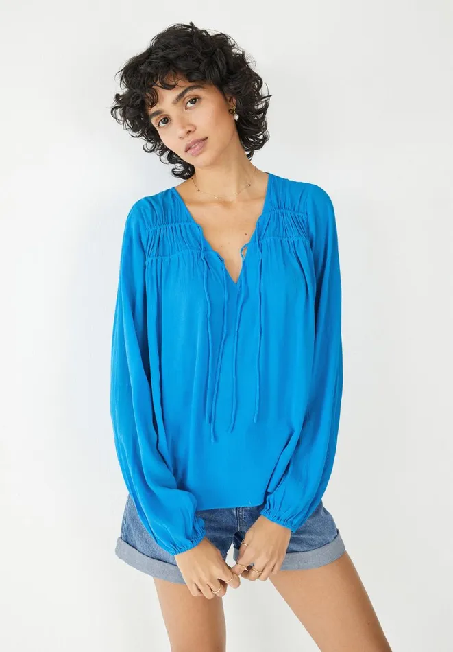 Hush Shirts and Blouses Women Luella Crinkle Tie Blouse Bright Blue