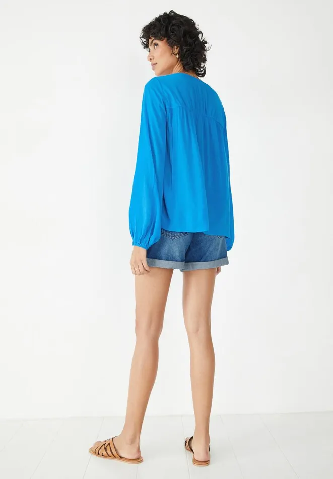 Hush Shirts and Blouses Women Luella Crinkle Tie Blouse Bright Blue Hush Shirts and Blouses Women Luella Crinkle Tie Blouse Bright Blue