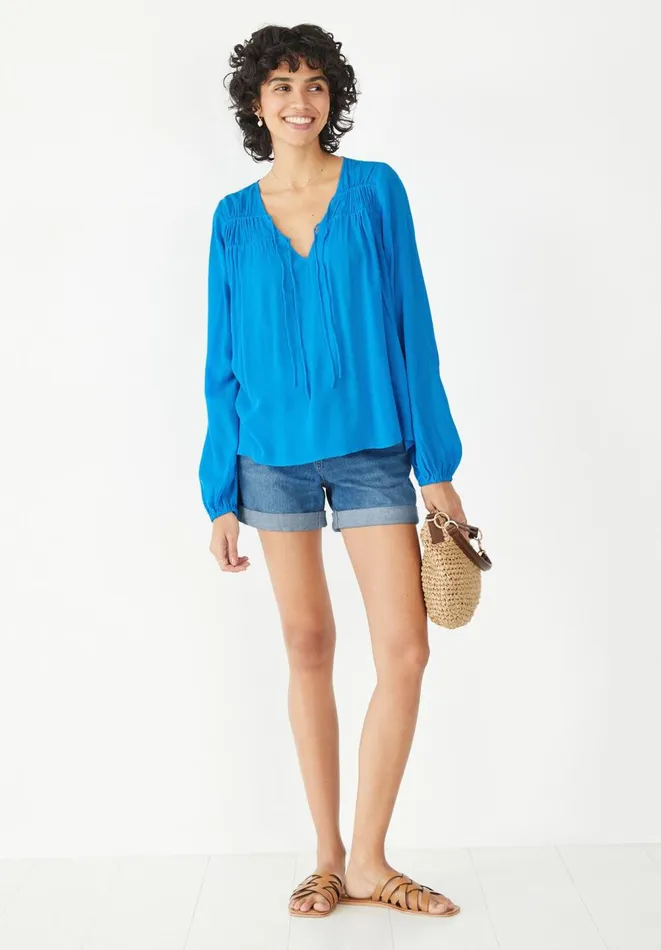 Hush Shirts and Blouses Women Luella Crinkle Tie Blouse Bright Blue Hush Shirts and Blouses Women Luella Crinkle Tie Blouse Bright Blue