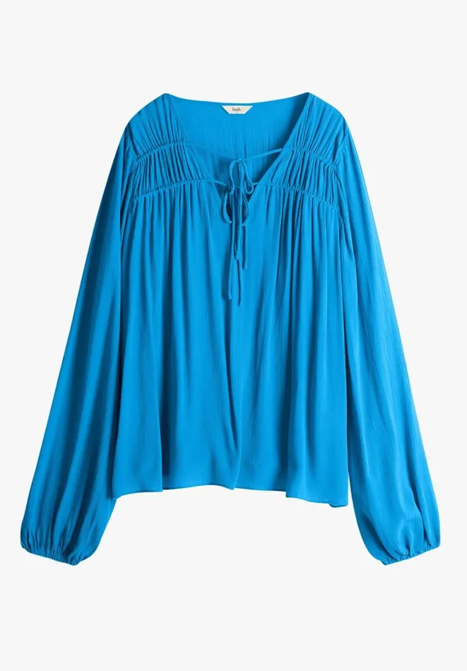Hush Shirts and Blouses Women Luella Crinkle Tie Blouse Bright Blue Hush Shirts and Blouses Women Luella Crinkle Tie Blouse Bright Blue