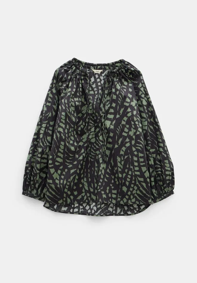 Hush Shirts and Blouses Women Monika Tie Relaxed Cotton Blouse Abstract Boho Charcoal