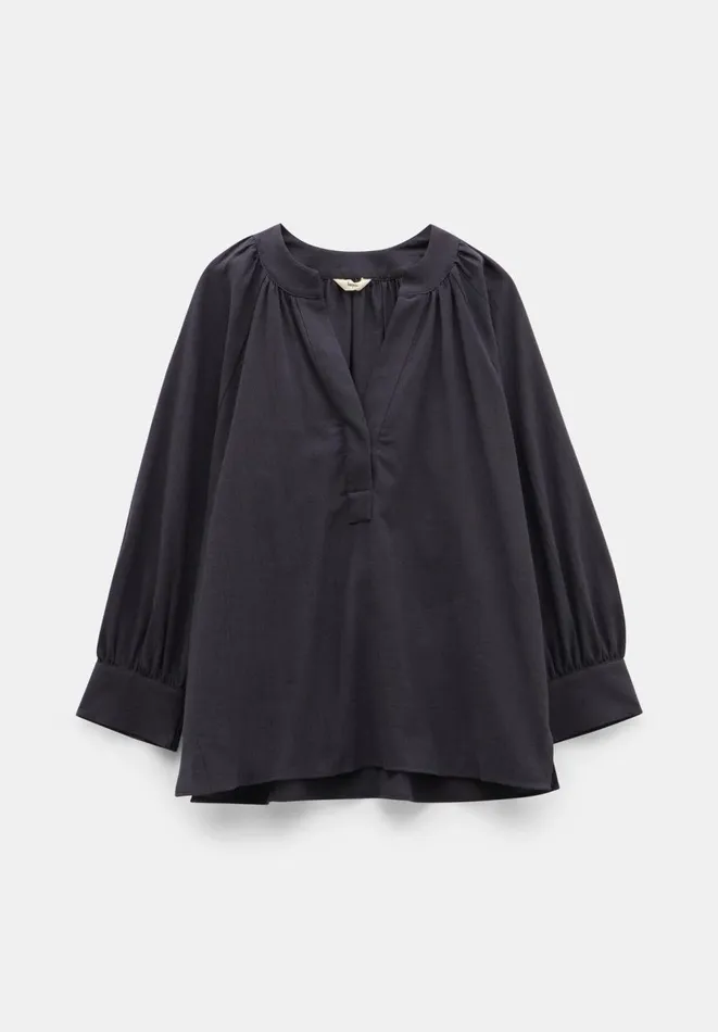 Hush Shirts and Blouses Women Rhea Cotton Relaxed Gather Detail Top Dark Grey Hush Shirts and Blouses Women Rhea Cotton Relaxed Gather Detail Top Dark Grey