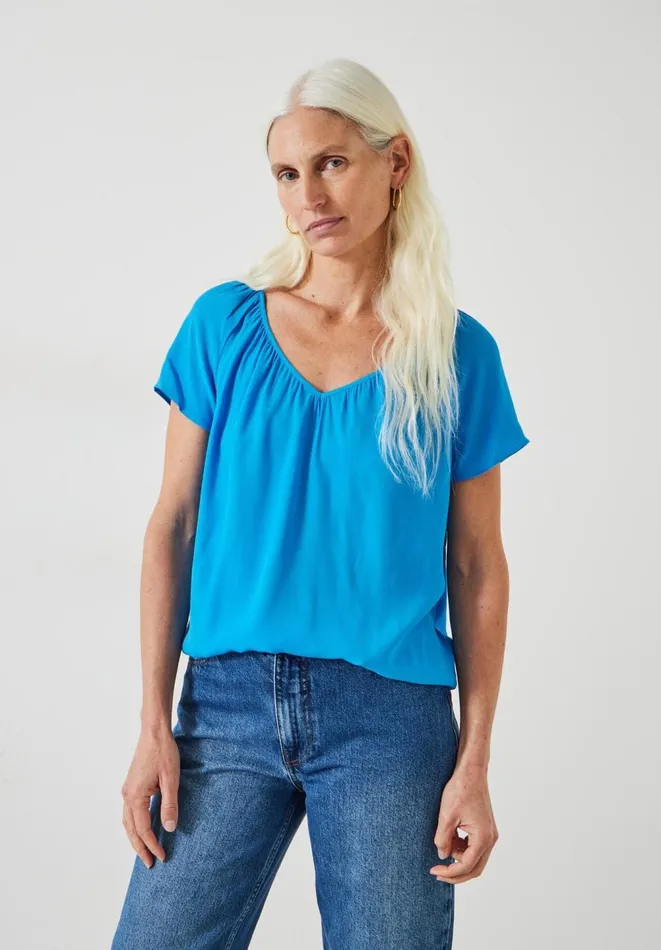 Hush Shirts and Blouses Women Sian Gathered V Neck Top Bright Blue