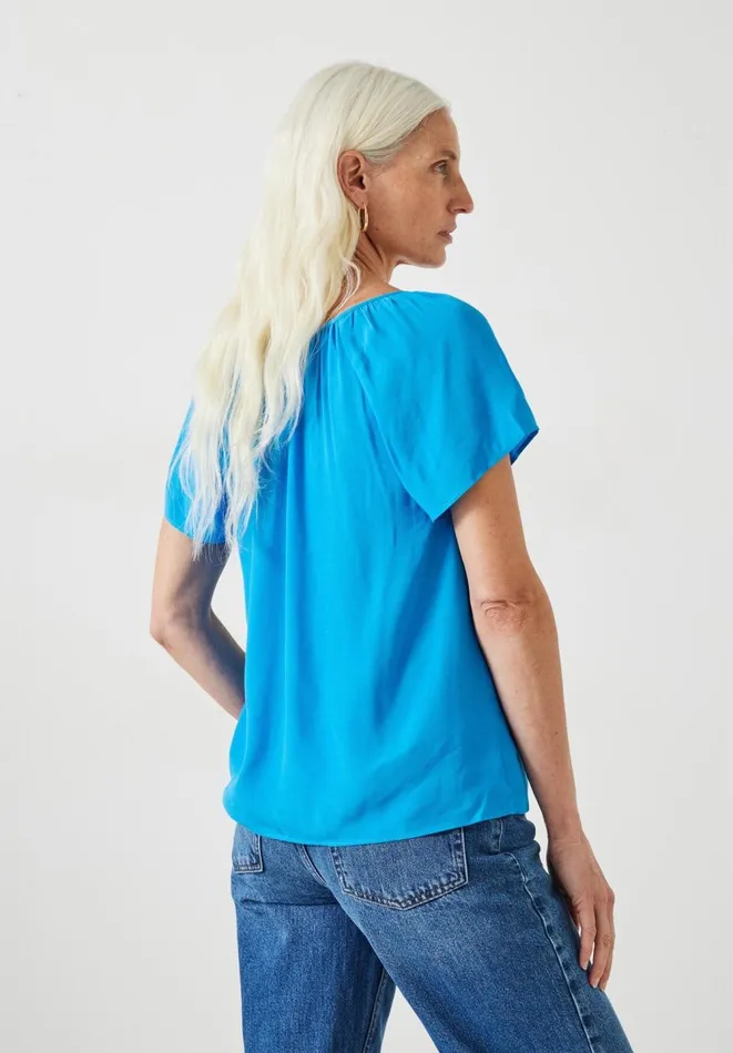 Hush Shirts and Blouses Women Sian Gathered V Neck Top Bright Blue Hush Shirts and Blouses Women Sian Gathered V Neck Top Bright Blue
